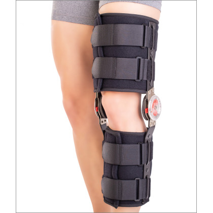 Orteza de genunchi mobila, cu articulatii reglabile