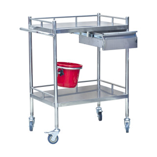 Masa instrumentar din inox, cu sertar si colector pansamente