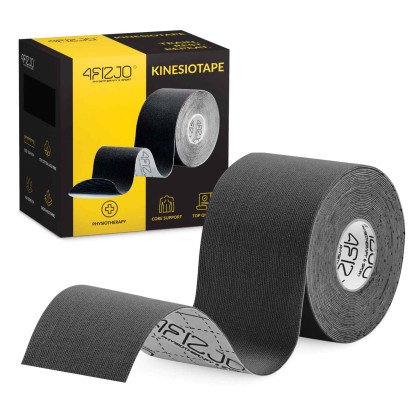 Bandaj kinesiologic 5 cm x 5 m 4FIZJO - Neagra