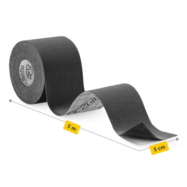 Bandaj kinesiologic 5 cm x 5 m 4FIZJO - Neagra