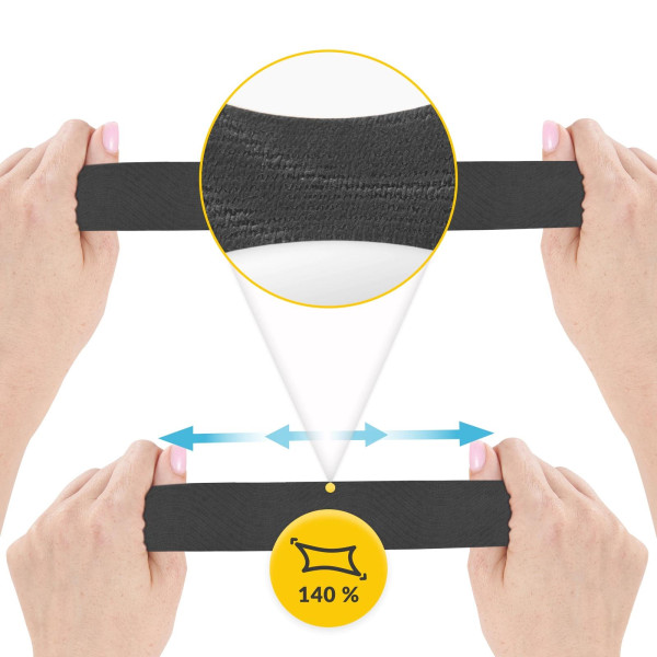 Bandaj kinesiologic 5 cm x 5 m 4FIZJO - Neagra