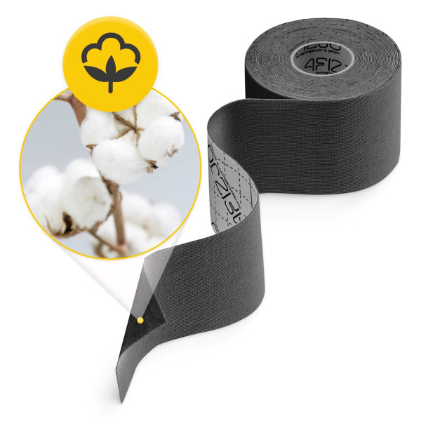 Bandaj kinesiologic 5 cm x 5 m 4FIZJO - Neagra