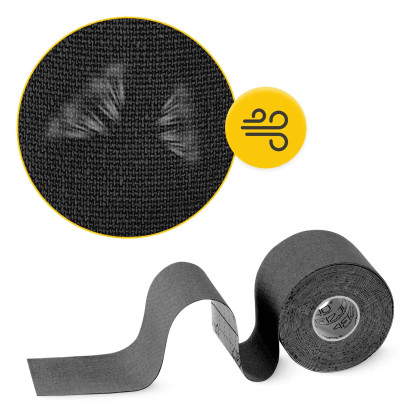 Bandaj kinesiologic 5 cm x 5 m 4FIZJO - Neagra
