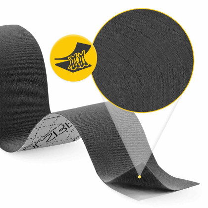 Bandaj kinesiologic 5 cm x 5 m 4FIZJO - Neagra